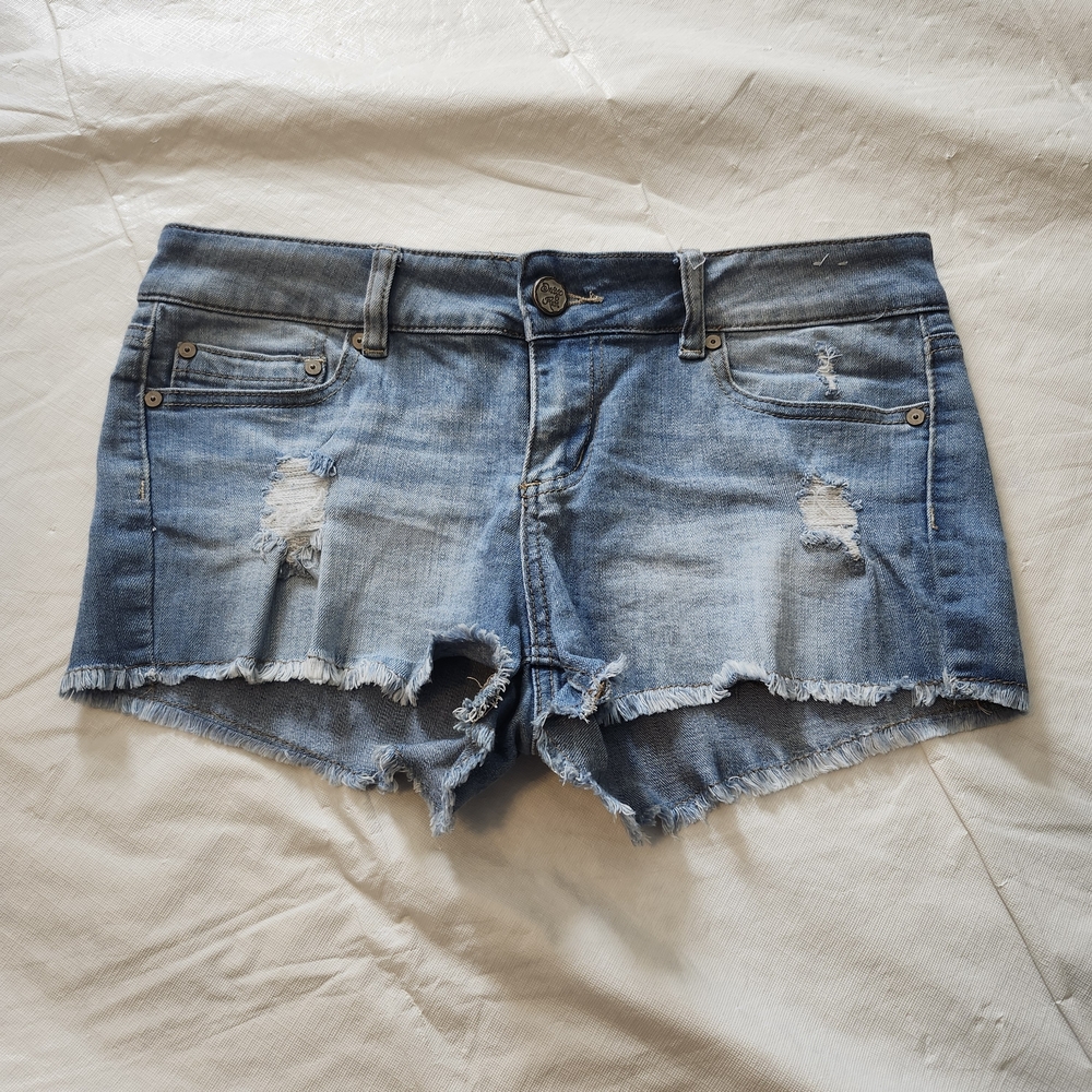 Indigo Rein Light Blue Distressed Jean Shorts
